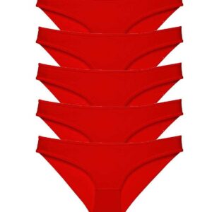5 adet Süper Eko Set Likralı Kadın Slip Külot Kırmızı
