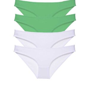 4 adet Eko Set Likralı Kadın Slip Külot Yeşil Beyaz