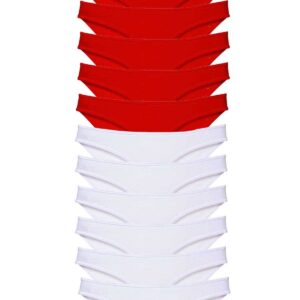 12 adet Süper Eko Set Likralı Kadın Slip Külot Kırmızı Beyaz