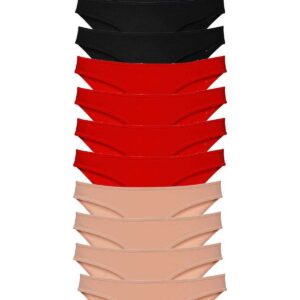 12 adet Süper Eko Set Likralı Kadın Slip Külot Siyah Kırmızı Ten