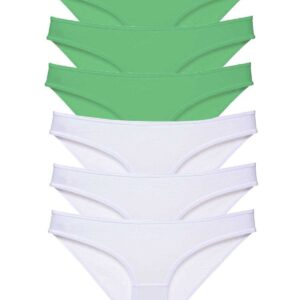 6 adet Eko Set Likralı Kadın Slip Külot Yeşil Beyaz