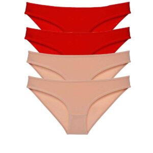 4 adet Eko Set Likralı Kadın Slip Külot Kırmızı Ten