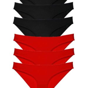 6 adet Süper Eko Set Likralı Kadın Slip Külot Siyah Kırmızı