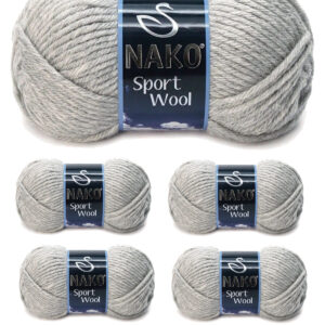 5 Adet Sport Wool Atkı Bere Ceket Yelek Örgü İpi Yünü No: 195 Açık Gri Melanj