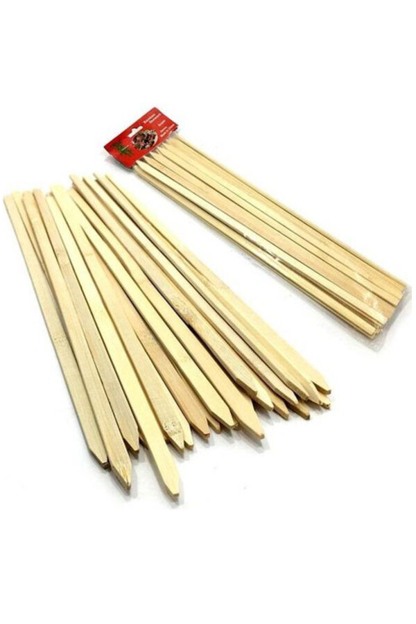 Bambu Adana Kebap Şişi Ahşap 25 Adet Yassı Çöp Şiş Kebap Şişi 30 cm